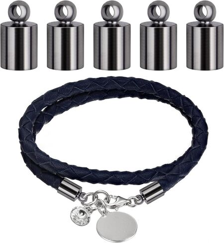 100pcs Brass Cord End Caps Glue in Barrel End Caps Leather Cord Ends Clasps Findings Kit for DIY Necklace Bracelet Tassel Jewelry Craft Making, Antique Bronze in Saudi Arabia