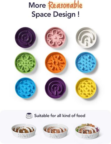 Dog Slow Feeder Bowl Ceramic, 1.5 Cups Puzzle Maze Food Bowl for Small Medium Large Breed, Puppy for Fast Eater to Slow Down Eating in Saudi Arabia