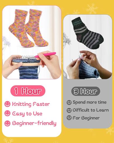 مجموعة نول تخزين عيد الميلاد للمبتدئين من آيليك، مجموعة نول حياكة جورب بيضاوية مع 4 خيوط، تعليمات خطوة بخطوة، صانع بوم بوم للبالغين، طقم نول سهل للمبتدئين، هدايا DIY in Kuwait