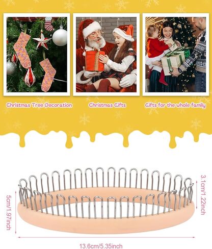 مجموعة نول تخزين عيد الميلاد للمبتدئين من آيليك، مجموعة نول حياكة جورب بيضاوية مع 4 خيوط، تعليمات خطوة بخطوة، صانع بوم بوم للبالغين، طقم نول سهل للمبتدئين، هدايا DIY in Kuwait