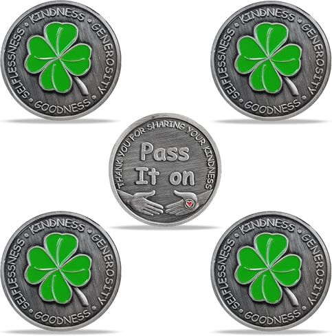 5 Pcs Four Leaf Clover Kindness Token Appreciation Coin Pass It on Gift in Saudi Arabia