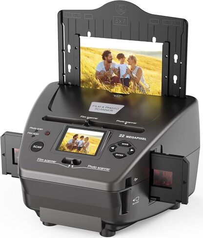 Digital Film & Photo Scanner, Slide & Negative Scanner Convert Negatives & Slides 35mm/135 Film, Business Card, Photo to 22MP Digital Photos, 4GB SD Card Included in Saudi Arabia