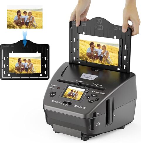 Digital Film & Photo Scanner, Slide & Negative Scanner Convert Negatives & Slides 35mm/135 Film, Business Card, Photo to 22MP Digital Photos, 4GB SD Card Included in Saudi Arabia