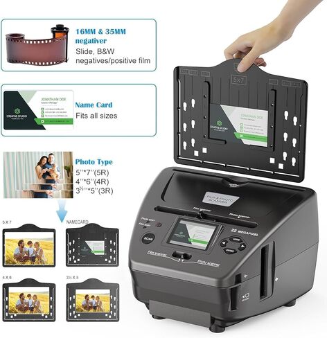 Digital Film & Photo Scanner, Slide & Negative Scanner Convert Negatives & Slides 35mm/135 Film, Business Card, Photo to 22MP Digital Photos, 4GB SD Card Included in Saudi Arabia