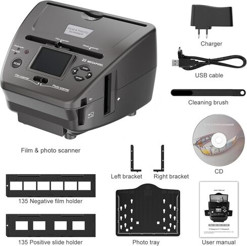 Digital Film & Photo Scanner, Slide & Negative Scanner Convert Negatives & Slides 35mm/135 Film, Business Card, Photo to 22MP Digital Photos, 4GB SD Card Included in Saudi Arabia