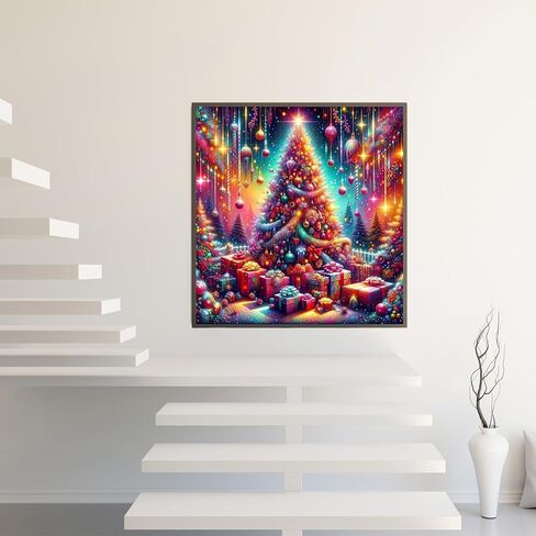 مجموعات الطلاء الماسي لعيد الميلاد الشتوي 5D للبالغين المبتدئين، طقم فني ماسي لشجرة عيد الميلاد في فصل الشتاء، مجموعات فنية للحفر الدائري الكامل من الألماس للبالغين، ديكور جدار المنزل 13.78 × 13.78 بوصة in Kuwait