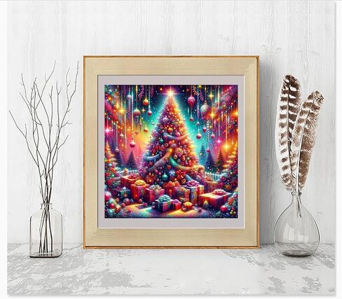 مجموعات الطلاء الماسي لعيد الميلاد الشتوي 5D للبالغين المبتدئين، طقم فني ماسي لشجرة عيد الميلاد في فصل الشتاء، مجموعات فنية للحفر الدائري الكامل من الألماس للبالغين، ديكور جدار المنزل 13.78 × 13.78 بوصة in Kuwait