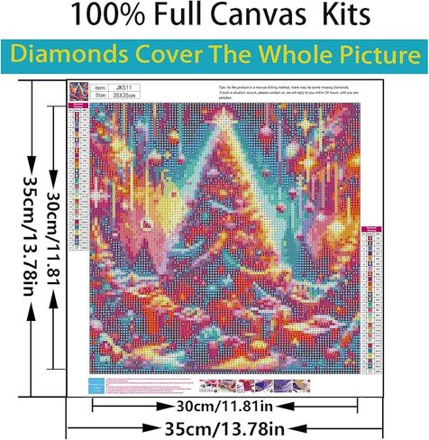 مجموعات الطلاء الماسي لعيد الميلاد الشتوي 5D للبالغين المبتدئين، طقم فني ماسي لشجرة عيد الميلاد في فصل الشتاء، مجموعات فنية للحفر الدائري الكامل من الألماس للبالغين، ديكور جدار المنزل 13.78 × 13.78 بوصة in Kuwait