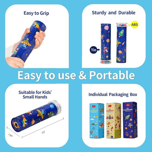 Classic Tin Kaleidoscope Kit 3 Pack- Original Retro Toys - Magic Educational Toys for Kids - Nostalgic Metal Toys - Gift for Boys and Girls - Party Favors Decorations in Saudi Arabia