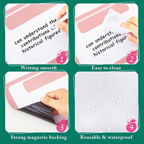 7Pcs Magnetic Write & Wipe Paper Organization Chart,Pen Dry Erase Objectives Labels Learning Magnets for Classroom Organization Whiteboard Teacher Student Teaching Supplies(Blue and Pink) in Saudi Arabia