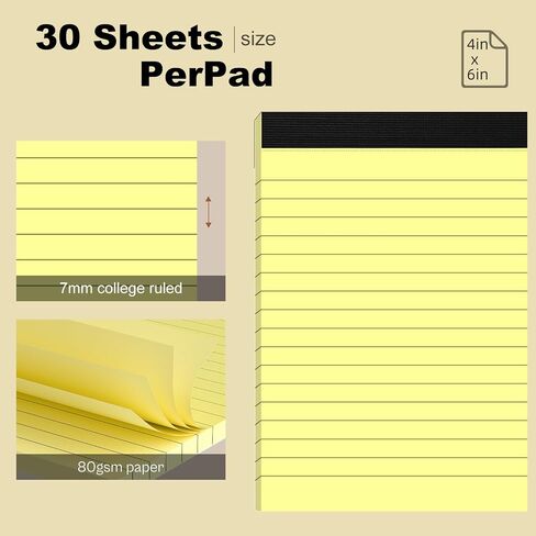 12 Pack Note Pads Refills 4 x 6 Inch Memo Pads Writing Pads, White Small Notepads Scratch Pads Mini Notepad with 30 Sheets Lined Paper in Each Pad in Saudi Arabia