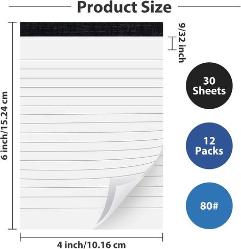 12 Pack Note Pads Refills 4 x 6 Inch Memo Pads Writing Pads, White Small Notepads Scratch Pads Mini Notepad with 30 Sheets Lined Paper in Each Pad in Saudi Arabia