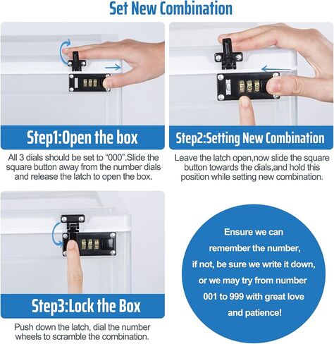 Combo & Timed Lock Box Clear Plastic Medication Lock Box With Combination Lock, Locking Snack Container For Fridge/Refrigerator, Tablet, Cell Phone Locker Time Safe(Clear Timer) in Kuwait