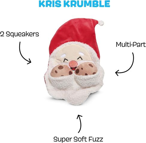 BARK Kris Krumble Holiday Plush Toy – Jolly 3-Part Squeaky Fun for Medium to Large Dogs with Crinkle & Fuzzy Beard in Saudi Arabia