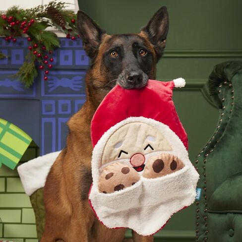 BARK Kris Krumble Holiday Plush Toy – Jolly 3-Part Squeaky Fun for Medium to Large Dogs with Crinkle & Fuzzy Beard in Saudi Arabia