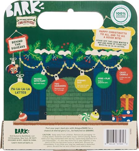 BARK Kris Krumble Holiday Plush Toy – Jolly 3-Part Squeaky Fun for Medium to Large Dogs with Crinkle & Fuzzy Beard in Saudi Arabia