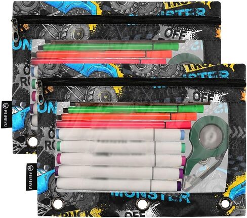 Pink Strawberries Pencil Pouch for 3 Ring Binder Pencil Bags Pencil Case Pockets Makeup Bag with Clear Window for Storing Office Supplies 2 Pack in Kuwait