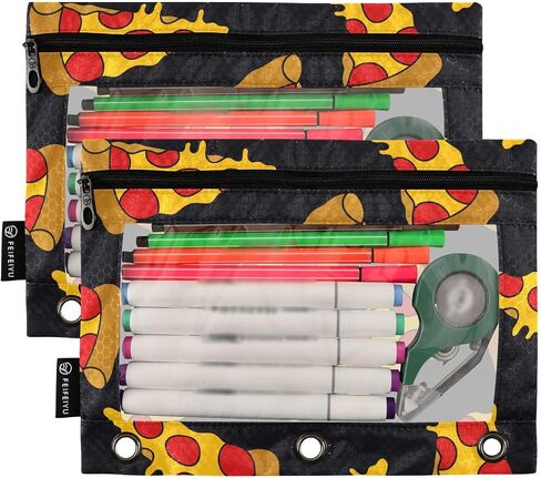 Pink Strawberries Pencil Pouch for 3 Ring Binder Pencil Bags Pencil Case Pockets Makeup Bag with Clear Window for Storing Office Supplies 2 Pack in Kuwait
