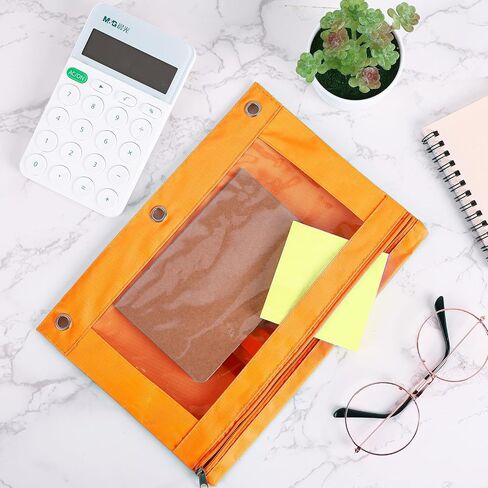 EOOUT 12 Pack Pencil Pounch Binder for 3 Ring, 6 Colors Zipper Pencil Pouches with Clear Window for Binder (Multicolor) in Saudi Arabia