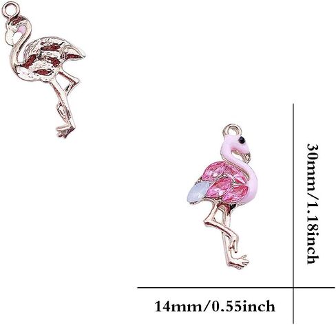 SYBKED 20 Pcs Cute Sliver Flamingo Charms DIY Handmade Making Jewelry Small Pink Accessories Alloy Pendant Necklace Bracelet Sweater Earring Keychain Decoration for Women Gift in Kuwait