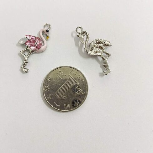 SYBKED 20 Pcs Cute Sliver Flamingo Charms DIY Handmade Making Jewelry Small Pink Accessories Alloy Pendant Necklace Bracelet Sweater Earring Keychain Decoration for Women Gift in Kuwait
