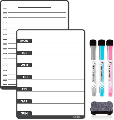 Magnetic Dry Erase Weekly Calendar for Fridge - 8.5"x6.5", Meal Planner Whiteboard for Refrigerator - to Do List (Shopping List) & Weekly Calendar (Menu Board) Included, 3 Markers + Eraser in Saudi Arabia