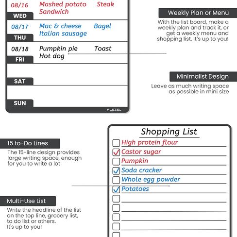 Magnetic Dry Erase Weekly Calendar for Fridge - 8.5"x6.5", Meal Planner Whiteboard for Refrigerator - to Do List (Shopping List) & Weekly Calendar (Menu Board) Included, 3 Markers + Eraser in Saudi Arabia