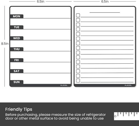 Magnetic Dry Erase Weekly Calendar for Fridge - 8.5"x6.5", Meal Planner Whiteboard for Refrigerator - to Do List (Shopping List) & Weekly Calendar (Menu Board) Included, 3 Markers + Eraser in Saudi Arabia