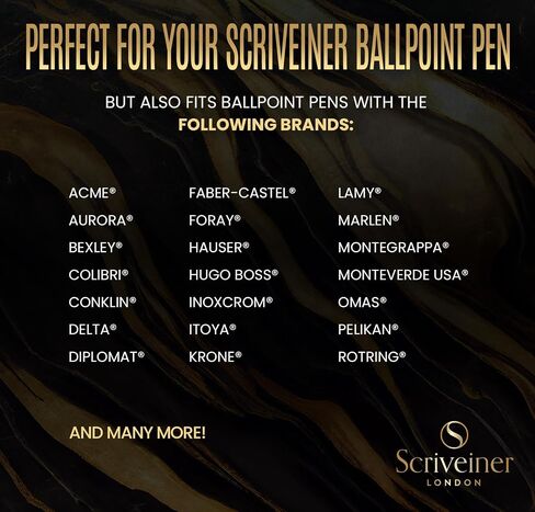 Scriveiner Ballpoint Refill Blue Medium - 4 Ballpoint Refills Designed Pens - Stainless Steel Tip with Tungsten-Carbide Ball Refill M - Made in Germany in Saudi Arabia