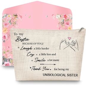 Bestie Choice for Women, Besties Makeup Bag, Cute BestFriend Make Up Bag Presents, Handmade Friendship Cosmetic Bags for Graduation Birthday Valentine Women's Day Easter Christmas