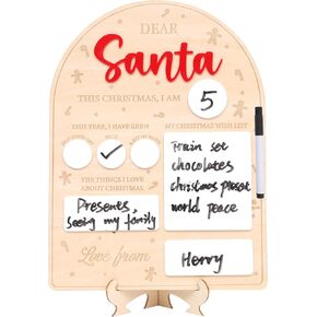 Christmas Party Wood Board - Dear Santa Letters Photo Props,Christmas Gingerbread Decorations,Santa Wish List Letter Board,Christmas Arch Milestone Sign (Dear Santa Wood Board)