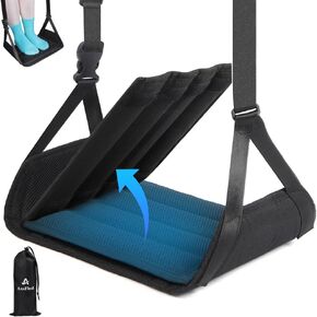 Foot Hammock for Plane Travel, Upgraded Wide Airplane Foot Hammock with Detachable Hardboard, Portable Footrest for Air Travel Essentials Long Flight, Adjustable Foot Rest Leg Hammock for Flying (1Pc)