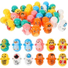 60pcs Mini Animal Tumbler Toy Cartoon Mini Tumbler Toys Toy Cute Tumbler Statue Kids Tumbler Toy Desktop Tumbler Decoration Party Favor Random Color/Style