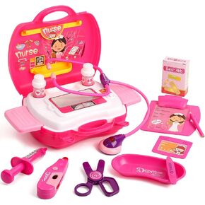 Liberry Doctor Kit for Toddlers 3-5 Years Old, 15 Pcs Kids Doctor Playset with Electronic Stethoscope, Pretend Play Toys for Boys Girls (Pink)