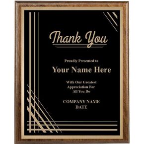 Recognition Plaque, 8x10 Custom Engraved Thank You Plaque Award Prime