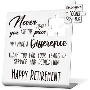 THRXOBN Thank You Gift for Employees, Retirement Gifts for Employees, Leaving Gifts for Employees,Modern Silver Stainless Steel Desk Plaque with Inspirational Quotes, 10 x 10 x 1.5 cm,WLK54