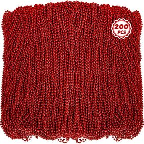 200PCS Mardi Gras Beads, 33" Bead Necklace, Colorful Mardi Gras Accessories, Women Men Party Beads Parade Throws Bulk for Christmas Pirate Baby Shower Carnival Birthday Party Supplies Decor