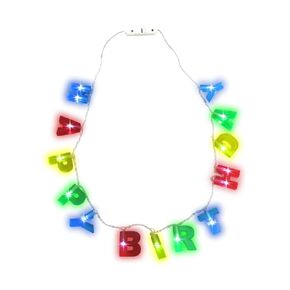 Nicky Bigs Novelties LED Flashing Happy Birthday Necklace - Light up Happy Birthday Party Letters - Glowing Birthday Gift Favors, One Size