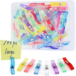 Doukey 100PCS Large Sewing Clips Fabric Clips Sewing Notions for Sewing Quilting Supplies Crafting Tools Jumbo Quilt Clips, Multipurpose Plastic Clips Assorted Colors Craft Clips Quilting Accessories