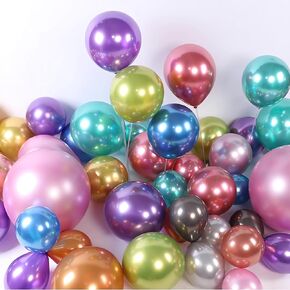 Chrome Metallic Balloons Colorful Latex balloons for Birthday Wedding Shower Graduation Party Decorations (Multicolor)