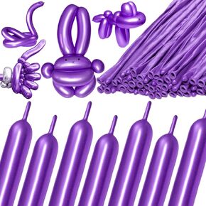 KAWKALSH 260 Balloons Clear, Long Balloons for Balloon Animals, Thickening Skinny Latex Twisting Balloons for Tying Balloon Arch Modeling Magic Clown Birthday Wedding Party Decorations 100pcs Clear
