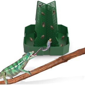 Chameleon Feeding Bowl for Reptile Terrarium, Climbable Design for Reptile to Hunt, Suitable for Feeding Lizards, Bearded Dragons, Geckos, Guardians, Frogs, Green, Large