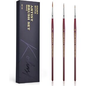 Kolinsky Sable Miniature Paint Brushes Professional Detail Paint Brushes, Ultra Fine Paint Brushes for Miniatures, Details, Warmhammer 40k, Fingure, D&D, Size 3/0 4/0 5/0