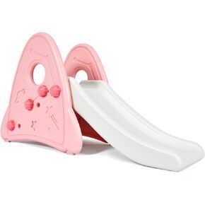 BABY JOY Kids Slide, Freestanding Baby Mini Play Climber Slide Set for Indoor Outdoors Use, Children Toy Playset with Non-Slip Widened Pedals, Suitable for 6 Month - 8 Years Baby Toddler (Pink)