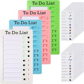 4 Pcs Chores Chart for Kids, Daily Routine Chore Chart for Kids, Visual Schedule for Kids Chore Charts, Chore Board, RV Checklist, Sliding Planning Board to Do List ADHD Tools for Kids Multiple Kids