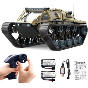 Mostop Remote Control Tank 1/16 Scale Transport Military Vehicle RC Tank Offroad Crawler for Kids, 2.4Ghz Remote Control Crawler Drift Tank with 2 Batteries, 360°Rotating Drifting Army Armored Truck