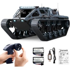Mostop Remote Control Tank 1/16 Scale Transport Military Vehicle RC Tank Offroad Crawler for Kids, 2.4Ghz Remote Control Crawler Drift Tank with 2 Batteries, 360°Rotating Drifting Army Armored Truck
