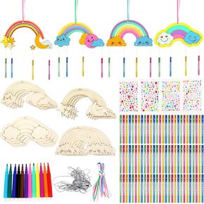 20 Pcs DIY Wooden Wind Chime Kit Unfinished Paintable Wood Craft Wind Chime for Kids Birthday Children's Day Handmade DIY Creations Art Activity Home Decoration