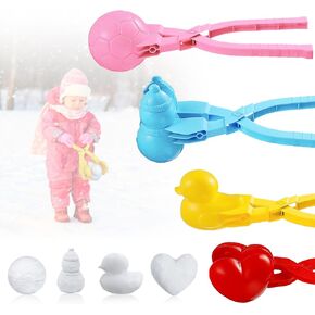 Snow Toys, 4 Pack Snowball Maker Toys, Outdoor Snow Ball Toys Beach Toy with Handle, Snow Ball Fights Tool Kids Winter Toys Snow Ball Clip Snow Games for Kids, Snow Ball Clip for Kids