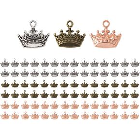 NOIAFZY 90Pcs Exquisite Silvery Queen Crown Design Alloy Pendant for DIY Earrings Bracelet Necklace Accessories